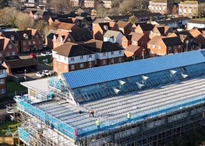 drone view of college roof