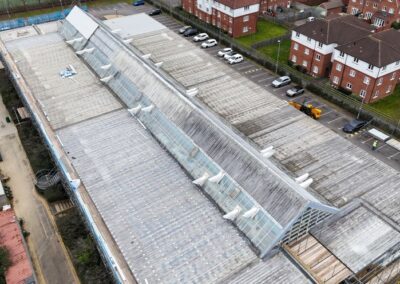 drone view of college roof