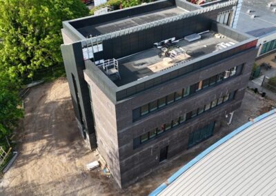aerial view of new college building in progress