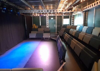 interior of new theatre space with seating and performance area