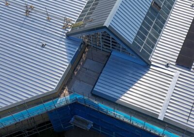 aerial view of new college roof