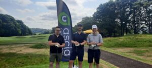 men on golf course with ascia flag