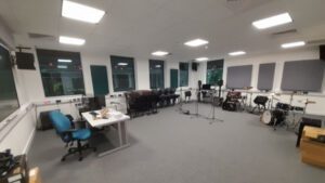 new classroom with musical instruments lined up