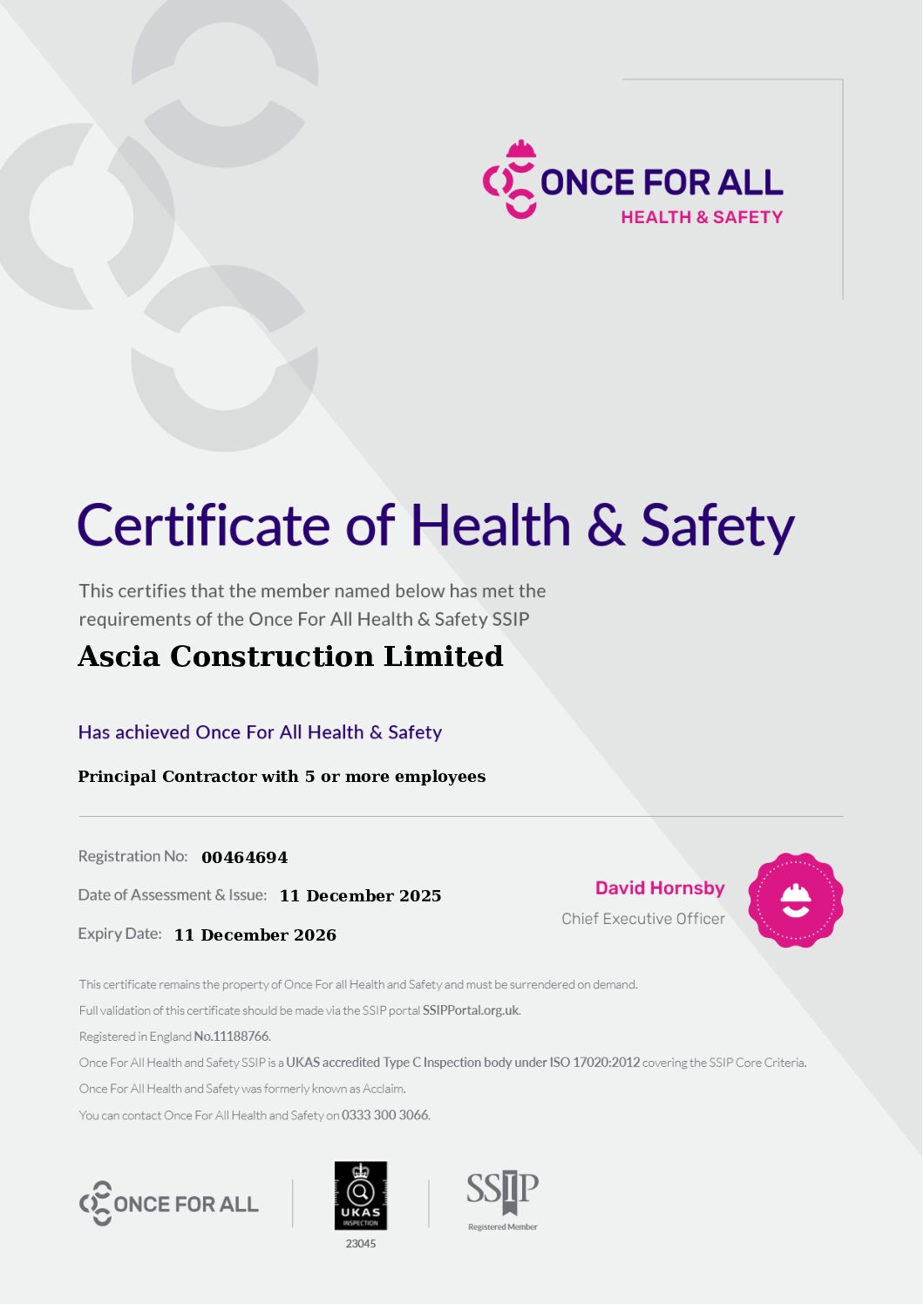 Once For All Health Safety SSIP 2025 pdf - Ascia Construction